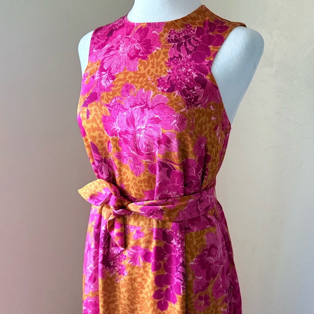 Ted Baker London Bambia Sleeveless Tiered Belted Maxi Dress Pink & Orange 0 2 XS - Picture 5 of 16